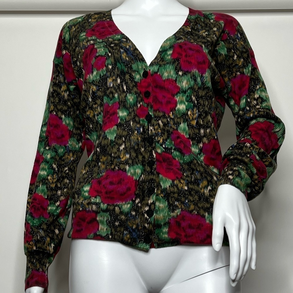 Vintage Lucky Brand Women’s Floral Cardigan Sweater - Picture 5 of 11